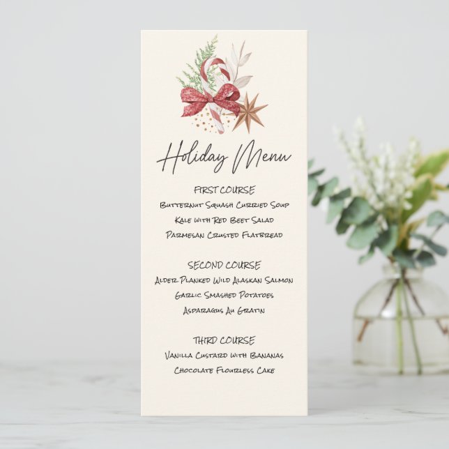 Menü "Printable Sweet Leckereien Holiday" Einladung (Stehend Vorderseite)