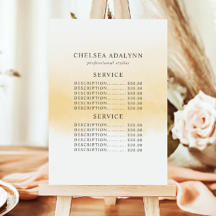 Menu Prix minimum du service Ombre Gold Watercolor