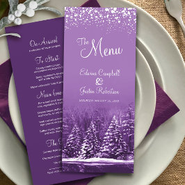 Menu Purple arbres peints mariage d'hiver