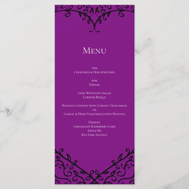 Menu Purple Black Heart torse Mariage gothique (Devant)