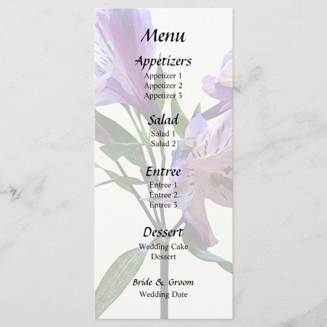 Menu Purple Peruvian Lily (Devant)