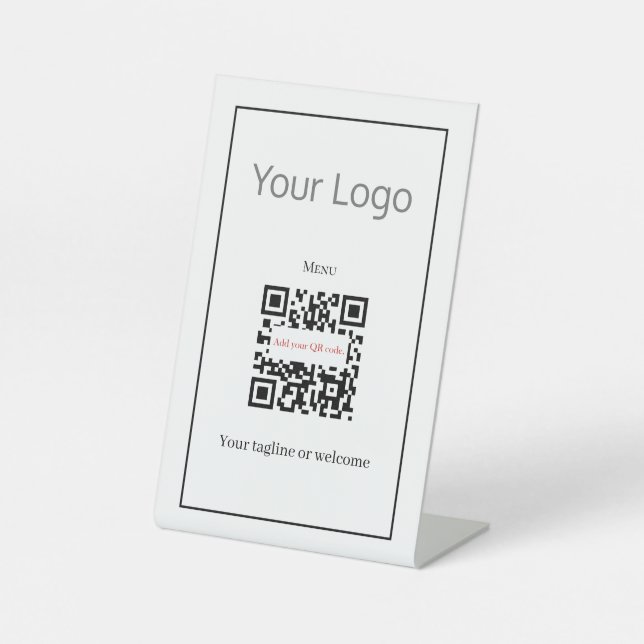 Menü "QR-Code" für Ihr Restaurant hinzufügen Sockelschild (Vorderseite)