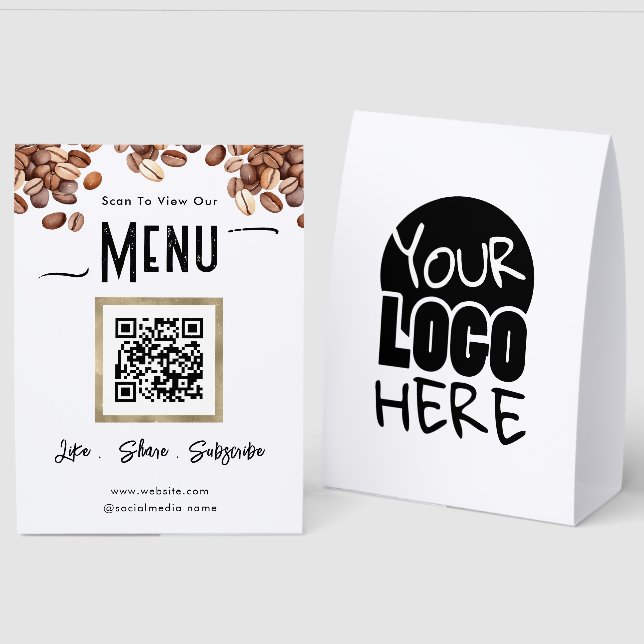 Menu QR Code Point of Sale Coffee Tischaufsteller (Vorder-/Rückseite)