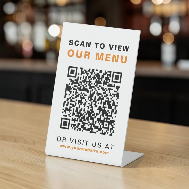 Menü QR Code Restaurant Café Sockelschild (Menu QR Code Restaurant Cafe Pedestal Sign)