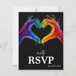 🌈 ❤️ MENU +QR Herz des Stolz Hochzeit RSVP Karte