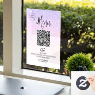 *~* Menü QR LOGO Ombre Glitzer  Fensteraufkleber