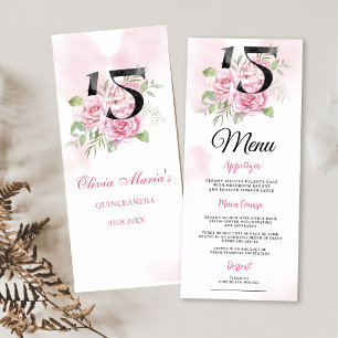 Menu Quinceanera 15e anniversaire Rustique Floral