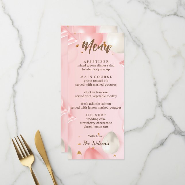 Menu Quinceañera Celebration Editable (Devant/Arrière en situation)