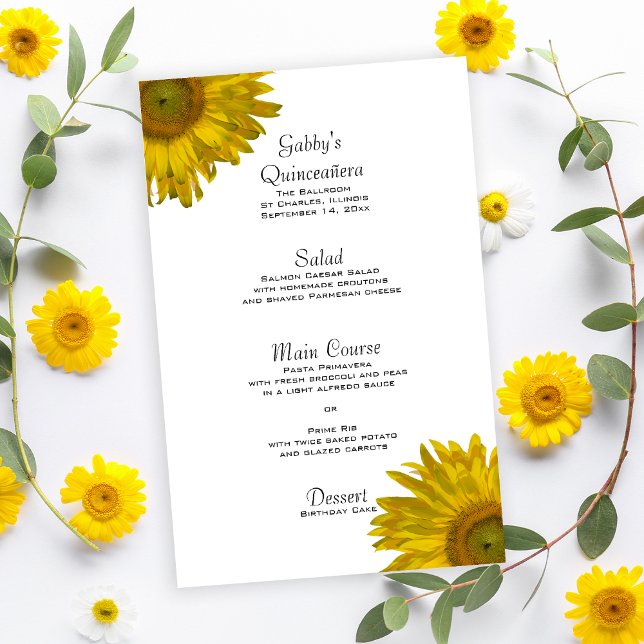 Menu Quinceanera de tournesol jaune (Créateur téléchargé)