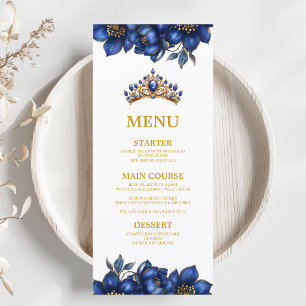 Menu Quinceañera Fleurie Tiara Doré Bleu Royal