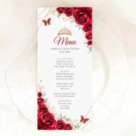 Menu Quinceanera Floral Or Rouge