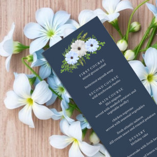 Menu Quinceañera Florale Bleu Clair et Blanc Rustique 