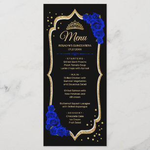 Menu Quinceanera Royal Bleu Noir Or