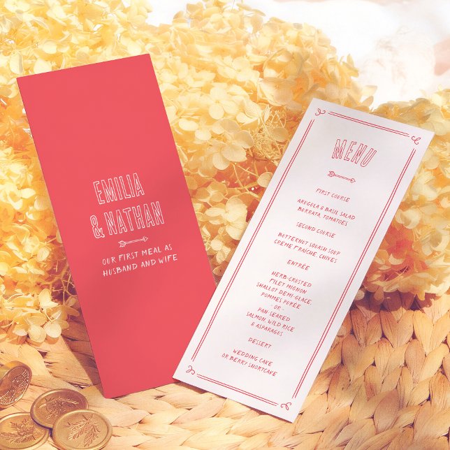 Menu Quirky Retro Love Struck Hand Drawn Cupid Wedding (Créateur téléchargé)