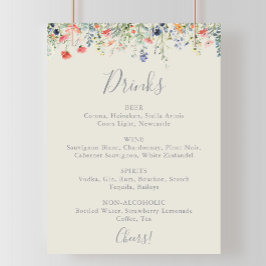 Menü "Radiant Multicolor Wildblume Wedding Drinks" Poster