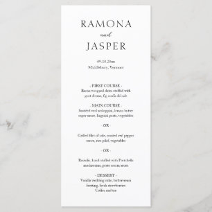 Menu Ramona Noir et Blanc Minimal Mariage élégant