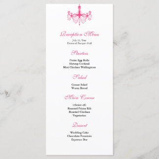 Menu Réception Chandelier rose et noir