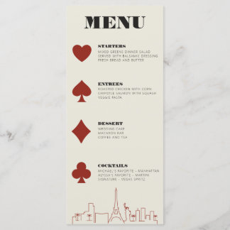 Menu Réception de mariage avec Las Vegas Casino Skyline