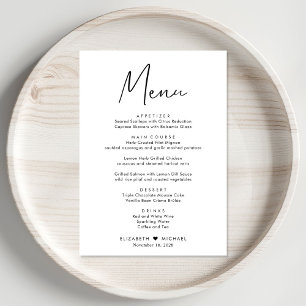 Menu Réception de mariage Chic Script