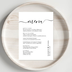 Menu Réception De Mariage De Script Chic