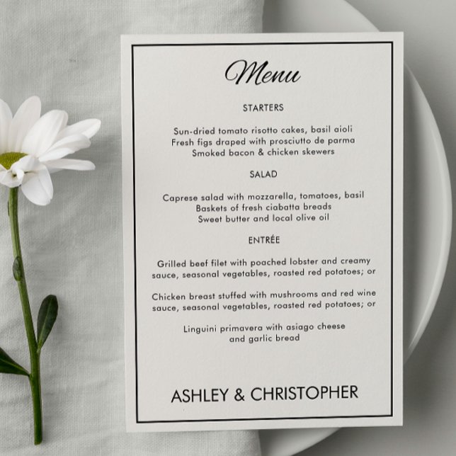 Menu Réception De Mariage De Script Minimaliste (Créateur téléchargé)