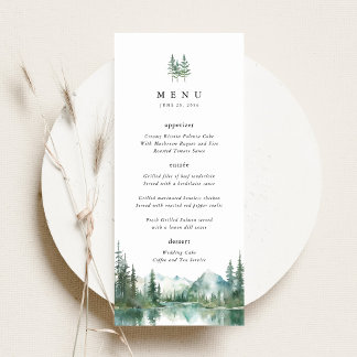Menu Réception de mariage en forêt au bord d'un lac de