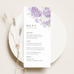 Menu Réception de mariage floral lavande lilas blanc