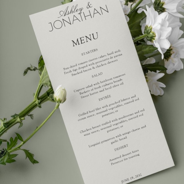 Menu Réception De Mariage Moderne, Centrée Sur La Typog (Créateur téléchargé)