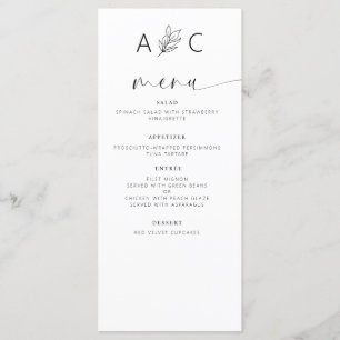 Menu Réception De Mariage Moderne Élégante Minimaliste