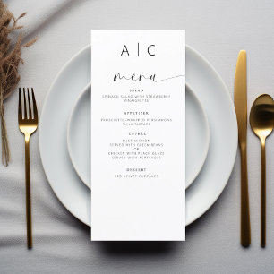 Menu Réception De Mariage Moderne Élégante Minimaliste