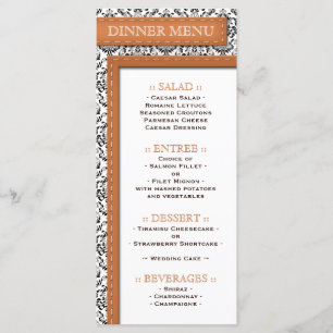 Menu Réception Mariage damassé Orange