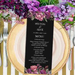 Menu Réception Mariage Floral Noir Violet