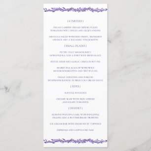 Menu Réception mariage violet Woodsy Ultra Violet
