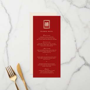 Menu Rectangle classique Double Bonheur Mariage chinois