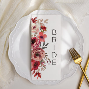 Menu Red Blush Floral Roses Réservé Siège