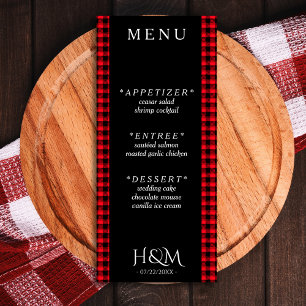 Menu Red Buffalo Plaid Diner Réception de mariage