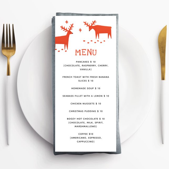 Menu Red Reindeer | Christmas Holiday Café ou boulanger (Créateur téléchargé)