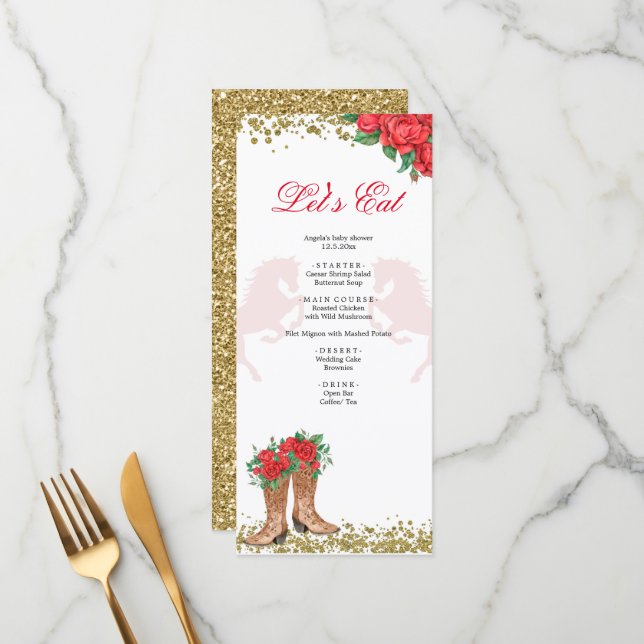 Menu Red Rose Mexican Mis Quince (Devant/Arrière en situation)