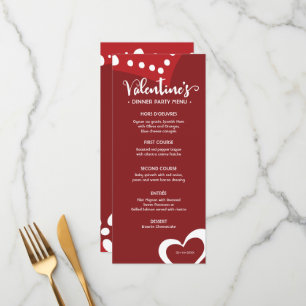 Menu Red Valentine's day Hearts dîner sur mesure