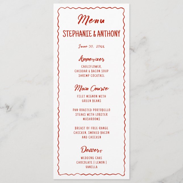 Menu Red Whimsical Frame That's Amore Italien Mariage (Devant)