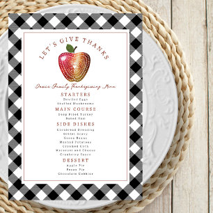 Menu Remercions Apple Plaid Thanksgiving