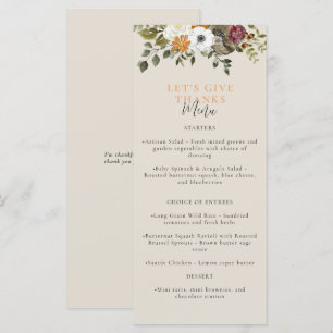 Menu Remercions Aquarelle Thanksgiving Ivory
