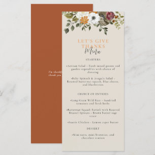 Menu Remercions Watercolor Thanksgiving