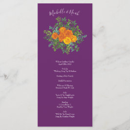 Menu Ressort Rose orange violet Mariage