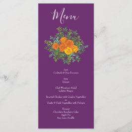 Menu Ressort Rose orange violet Mariage