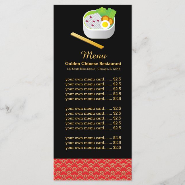Menu restaurant chinois (Devant)