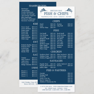 Menu Restaurant Fish & Chip Shop Slimline