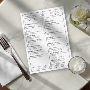 Menu Restaurant Minimaliste Moderne Ajoutez Votre Logo