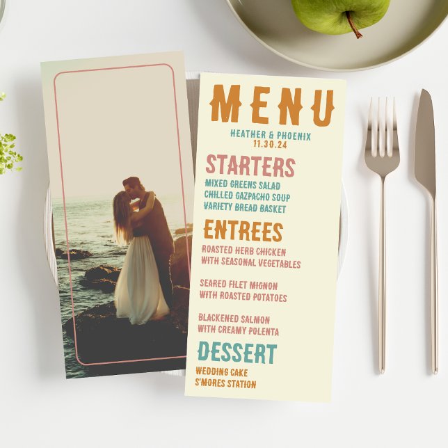 Menu Retro Bold Typographie Bright Photo Mariage (Créateur téléchargé)