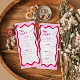 Menu Retro Hot Pink Wavy Border Food and Dracks Me